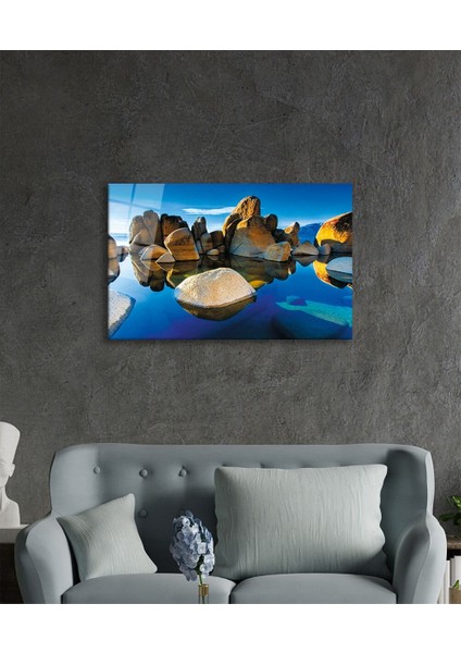 Dağ Yansıma Manzara Cam Tablo, Ev ve Ofis Duvar Dekoru, Hediyelik Büyük Temperli 4 mm Cam Tablo modelleri