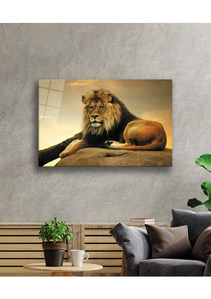 Aslan Hayvan Cam Tablo 4mm Dayanıklı Temperli Cam