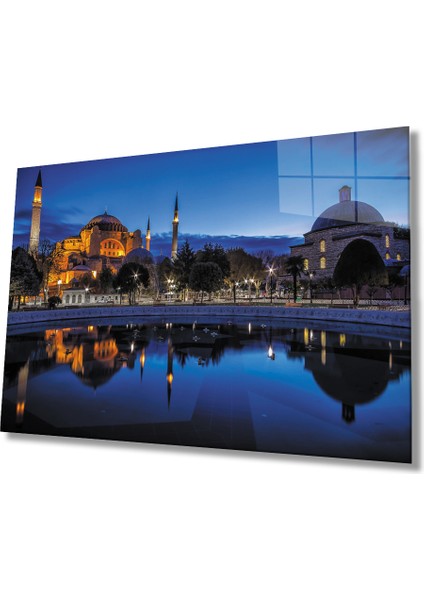 Istanbul Ayasofya Camii Manzara 4mm Dayanıklı Cam Tablo Temperli Cam