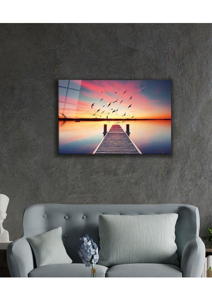 Günbatımı Deniz 4mm Dayanıklı Cam Tablo Temperli Cam