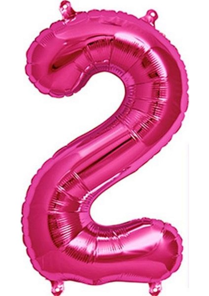 - 16 Inç 2 Rakamı Folyo Balon Pembe 40 cm