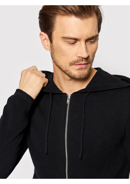 Jack & Jones Kapüşonlu Fermuarlı Örme Hırka - 12190154