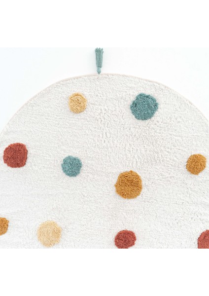 Cool Cotton Ccn 06 Multi Yıkanabilir Kaymaz Tabanlı Naturel Pamuk Dokuma Yuvarlak Bebek Halısı