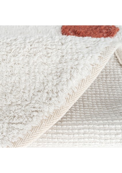 Cool Cotton Ccn 06 Multi Yıkanabilir Kaymaz Tabanlı Naturel Pamuk Dokuma Yuvarlak Bebek Halısı