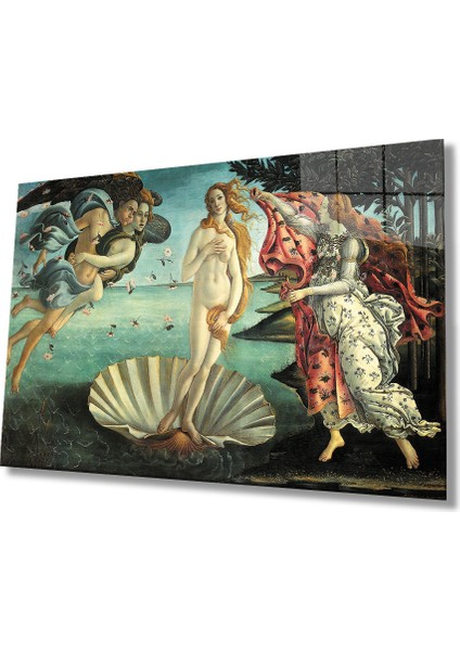 Venüsün Doğuşu Sanatsal Cam Tablo, Ev ve Ofis Duvar Dekoru, Hediyelik Büyük Temperli 4 mm Cam Tablo