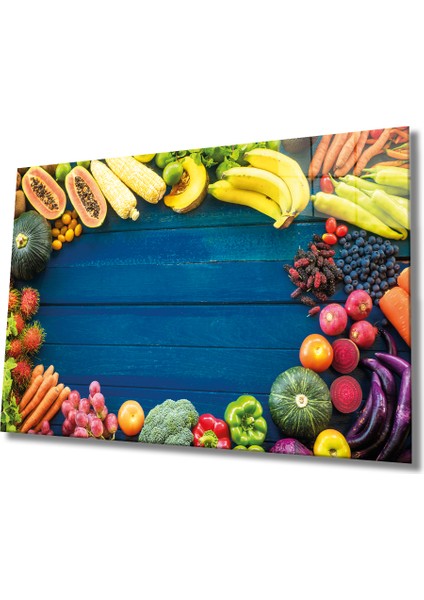 Meyveler Cam Tablo 4mm Dayanıklı Temperli Cam