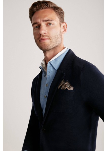 Lacivert Extrafine Merino Triko Blazer Ceket indirimleri
