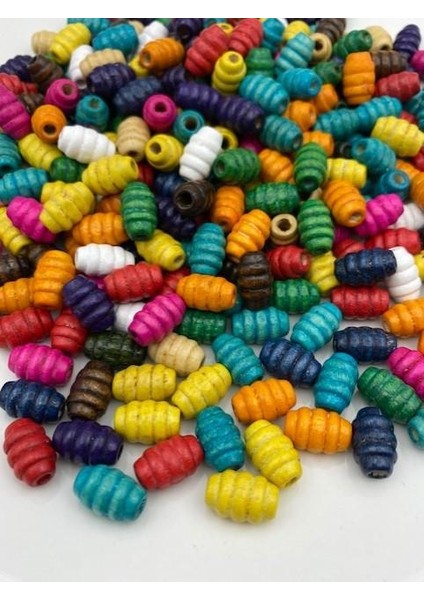 Kovan Model,burgulu 8X14MM Karışık Renkli Ahşap,tahta Boncuk (25GR,~80 Adet) fiyatları