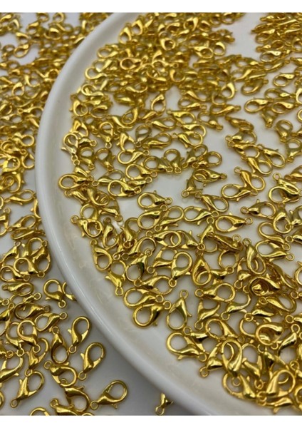 50 Adet Gold Renk Metal 502 Papağan Kilit (12 x 6 mm),Armut - Istakoz Klips,takı Klipsi