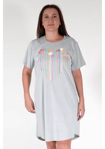Pamuklu Kadın Büyük Beden Kısa Kol Gecelik