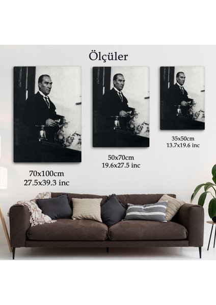 Atatürk Portre Tablosu Mustafa Kemal Atatürk Dikdörtgen Dekoratif Kanvas TABLO-FY-148