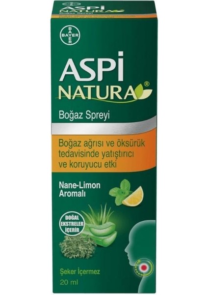 Aspi Natura Boğaz Spreyi Nane-Limon Aromalı 20ML