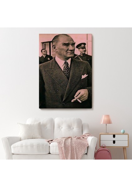 Atatürk Portre Tablosu Mustafa Kemal Atatürk Dikdörtgen Dekoratif Kanvas TABLO-FH-132
