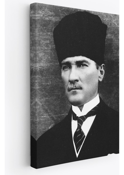 Atatürk Portre Tablosu Mustafa Kemal Atatürk Dikdörtgen Dekoratif Kanvas Tablo-Cj-60