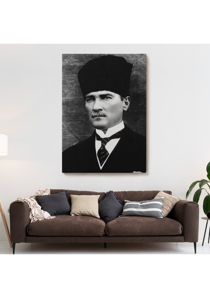 Atatürk Portre Tablosu Mustafa Kemal Atatürk Dikdörtgen Dekoratif Kanvas Tablo-Cj-60