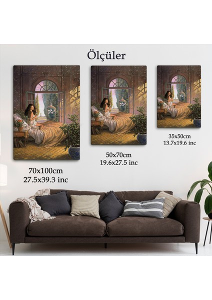 Yataktaki Güzel Kadın Dekoratif Duvar TABLOSU-6340 indirimleri