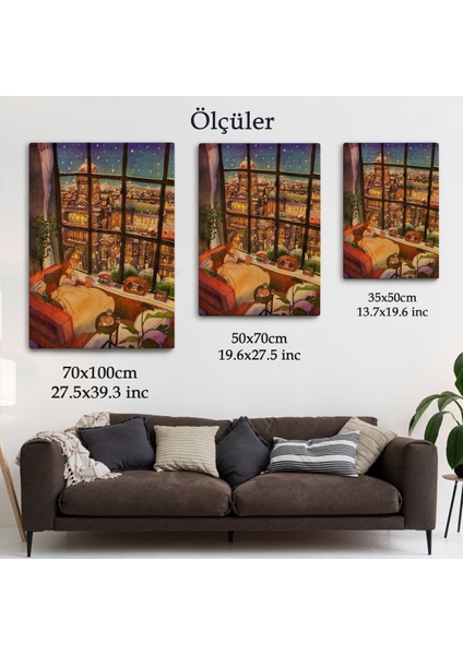Cam Önünde Kar Keyfi Duvar TABLOSU-6336 indirimleri