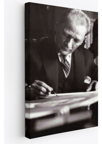 Atatürk Portre Tablosu Mustafa Kemal Atatürk Dikdörtgen Dekoratif Kanvas TABLO-FB-126