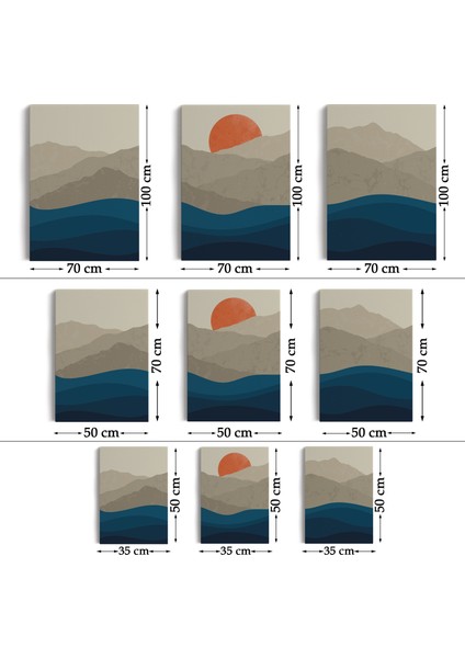 Dağ ve Deniz Temalı Dekoratif Duvar Tablosu Üçlü SET-EB-101 fırsatları
