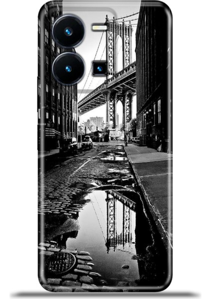 Vivo Y35 Kılıf Esnek Silikon Kamera Koruma 4K Desenli Özel Tasarım - Manhattan Bridge