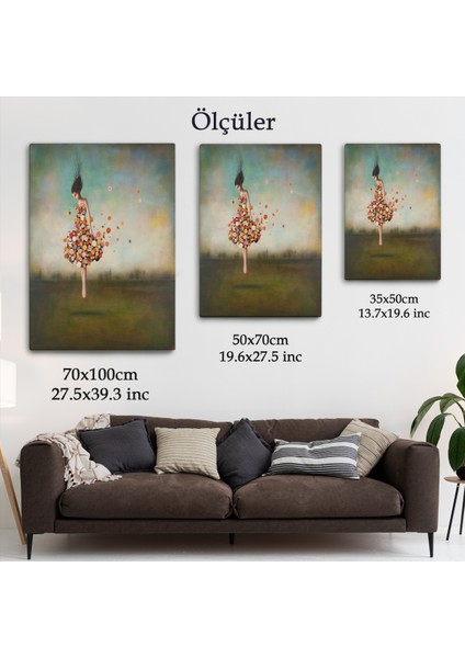 Yerden Yükselen Çiçek Kıyafetli Kadın TABLOSU-6281 indirimleri