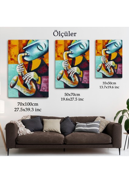Saksafon Çalan Sürreal Müsizyen Dekoratif Duvar TABLOSU-6423