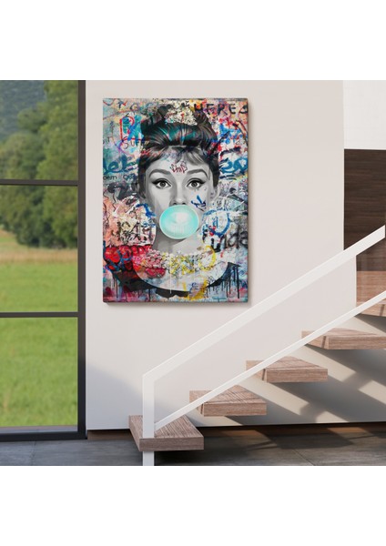 Audrey Hepburn Graffiti Pop Art Duvar TABLOSU-6470