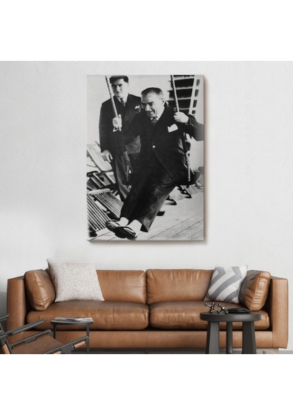 Atatürk Portre Tablosu Mustafa Kemal Atatürk Dikdörtgen Dekoratif Kanvas TABLO-FÜ-146