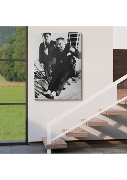 Atatürk Portre Tablosu Mustafa Kemal Atatürk Dikdörtgen Dekoratif Kanvas TABLO-FÜ-146
