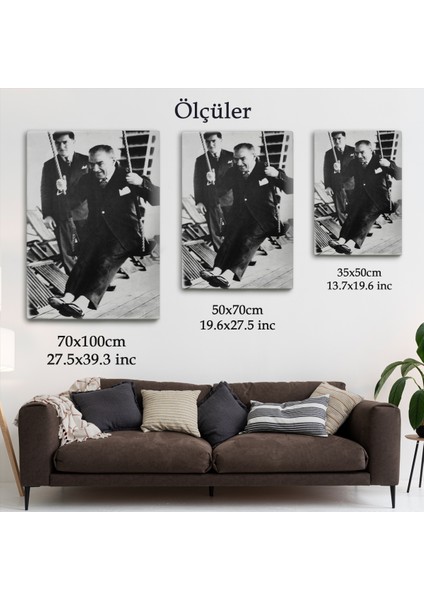 Atatürk Portre Tablosu Mustafa Kemal Atatürk Dikdörtgen Dekoratif Kanvas TABLO-FÜ-146