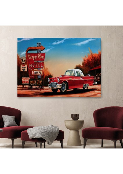 Kırmızı Klasik Araba TABLOSU-6611