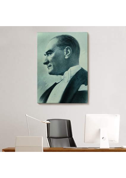 Atatürk Portre Tablosu Mustafa Kemal Atatürk Dikdörtgen Dekoratif Kanvas Tablo-Cn-63