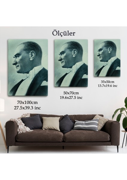 Atatürk Portre Tablosu Mustafa Kemal Atatürk Dikdörtgen Dekoratif Kanvas Tablo-Cn-63