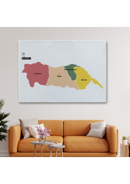 Iğdır Ili ve Ilçeler Haritası Dekoratif Kanvas Tablo 1358 fiyatları