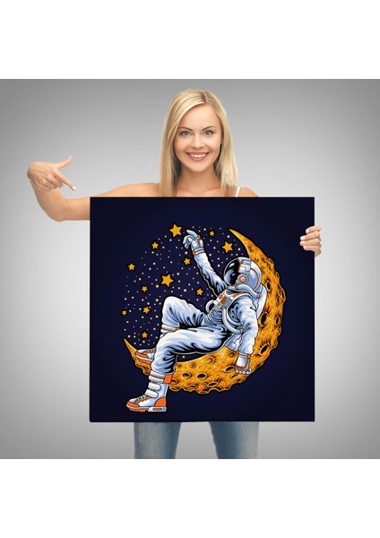 Ayda Dinlenen Astronot Kanvas TABLO-5099