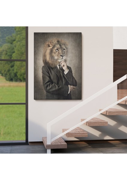 Aslan Kafalı Insan Kanvas TABLO-4993