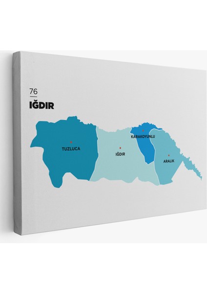 Iğdır Ili ve Ilçeler Haritası Dekoratif Kanvas Tablo 1359