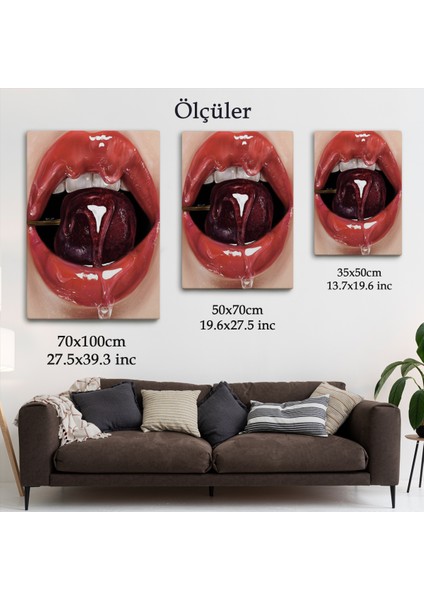 Ağzındaki Kiraz Dudaklar Duvar TABLOSU-6155 indirimleri