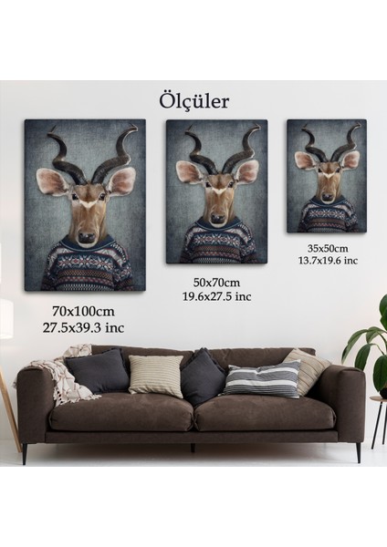 Antilop Kafalı Insan Kanvas TABLO-4996