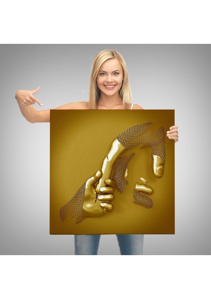 3D Efekt Altın Insan Kanvas Tablo, Altın Duvar Dekoru, Altın Gold EFEKT-5365 modelleri