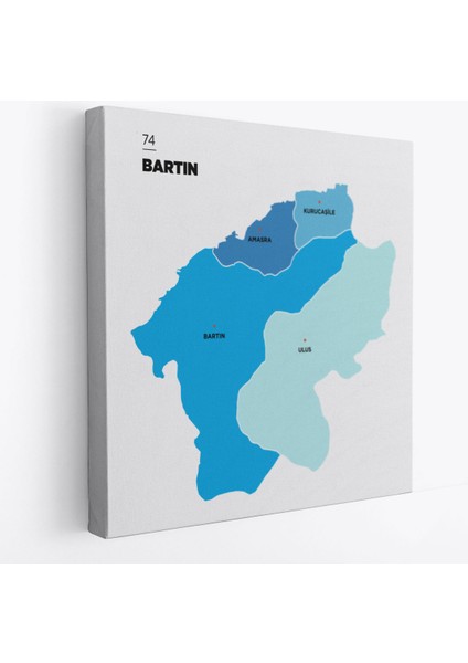 Bartın Ili ve Ilçeler Haritası Dekoratif Kanvas Tablo 1284