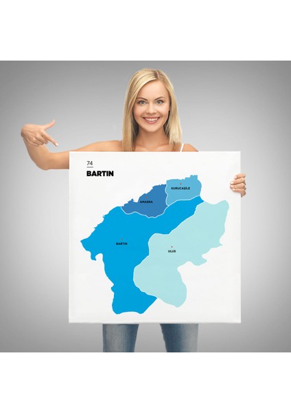 Bartın Ili ve Ilçeler Haritası Dekoratif Kanvas Tablo 1284