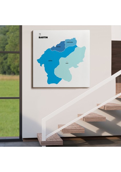 Bartın Ili ve Ilçeler Haritası Dekoratif Kanvas Tablo 1284