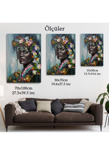 Çiçek Taçlı Afrikalı Kadın Kanvas TABLO-5979
