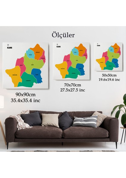 Kars Ili ve Ilçeler Haritası Dekoratif Kanvas Tablo 1379 indirimleri