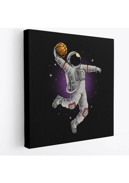 Ay'da Basketbol Oynayan Astronot Kanvas TABLO-5068