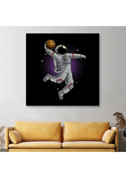 Ay'da Basketbol Oynayan Astronot Kanvas TABLO-5068