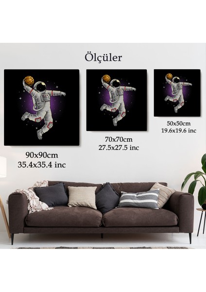 Ay'da Basketbol Oynayan Astronot Kanvas TABLO-5068