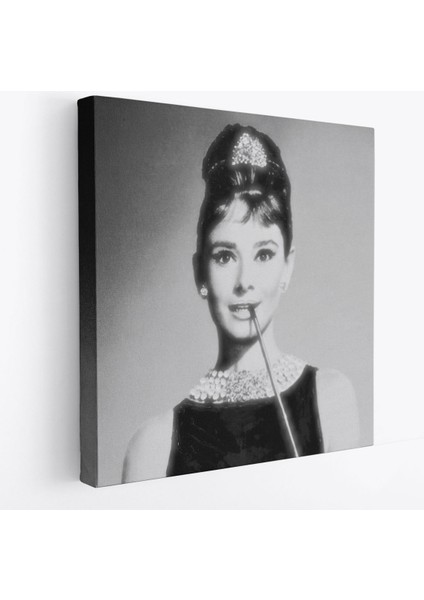 Audrey Hepburn'ün Siyah Bayaz Kanvas TABLOSU-5071