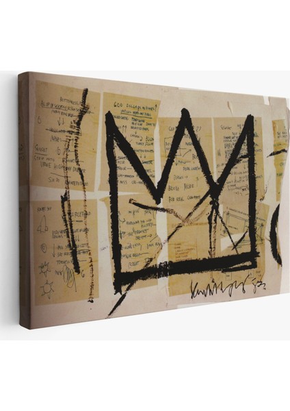 Jean Michel Basquiat Notlar ve Taç Eseri Kanvas TABLO-5001